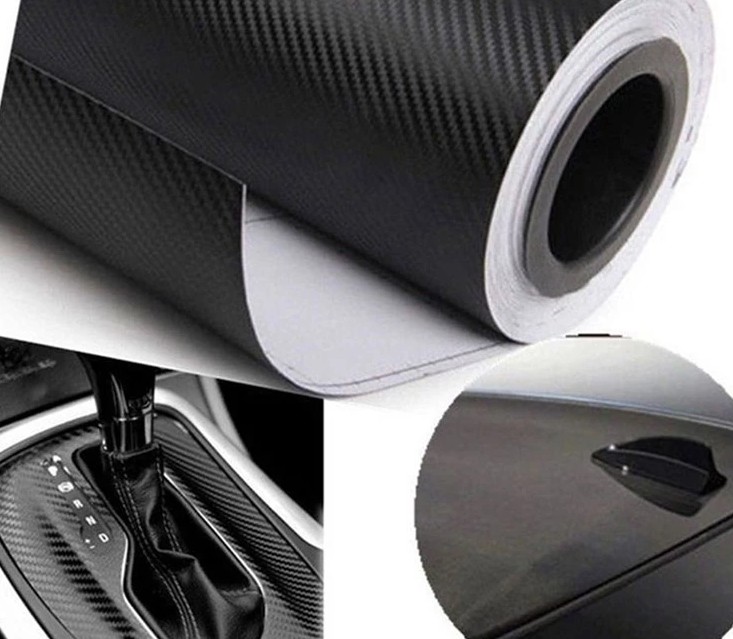 Đề Can Sợi Cacbon 3D Trang Trí Xe Hơi, Tấm Vinyl Tự Dính Cao Cấp 10x127cm