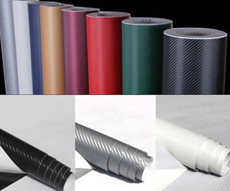 Đề Can Sợi Cacbon 3D Trang Trí Xe Hơi, Tấm Vinyl Tự Dính Cao Cấp 10x127cm