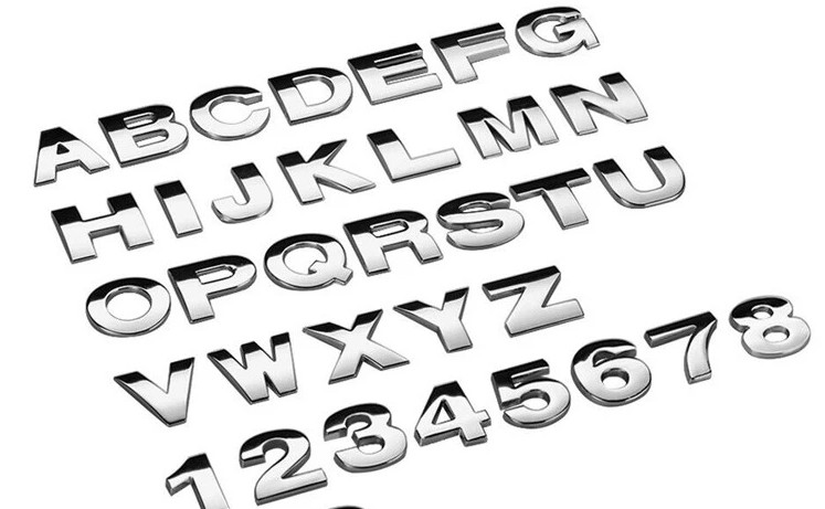 Decal Kim Loại 3D Hình Bảng Chữ Cái Dán Xe Hơi, Sang Trọng, Tạo Điểm Nhấn Cá Nhân