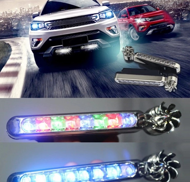 Đèn LED Xe Hơi 8 Bóng Chạy Bằng Năng Lượng Gió, Chiếu Sáng Không Cần Dây Điện