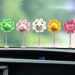 Đồ Chơi Trang Trí Xe Hơi Đầu Lắc Dễ Thương Gắn Taplo, Gương Chiếu Hậu Hình Gà, Gấu Trúc, Ếch, Hoa