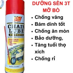 Dưỡng Sên 3T Chain Lube Mỡ Bò Nước Chai 500ml Dạng Phun, Bám Dính Cao, Chống Văng Hiệu Quả