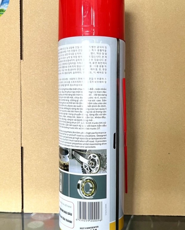 Dưỡng Sên 3T Mỡ Bò Nước 3T Chain Lube 500ml, Chống Văng, Bám Dính Cao, Dạng Phun Tiện Lợi