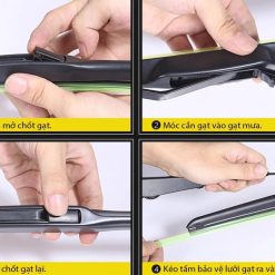 Gạt Mưa Ô Tô Cao Cấp 3 Khúc, Lưỡi Cao Su Tự Nhiên Gạt Sạch, Gạt Êm, Siêu Bền