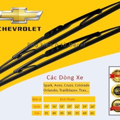 Gạt Mưa Xe Ô Tô Chevrolet Spark, Trailblazer, Cruze, Captiva, Aveo Khung Sắt, Lưỡi Silicon