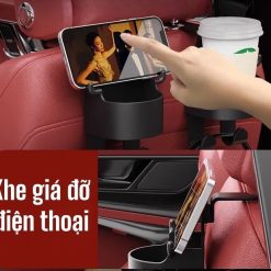 Giá Đỡ Cốc Nước Gắn Sau Ghế Ô Tô, Cố Định Chắc Chắn, Tích Hợp Móc Treo Và Giá Đỡ Điện Thoại