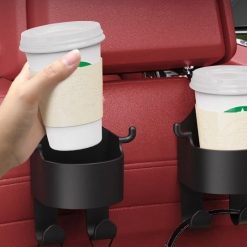 Giá Đỡ Cốc Nước Gắn Sau Ghế Ô Tô, Cố Định Chắc Chắn, Tích Hợp Móc Treo Và Giá Đỡ Điện Thoại
