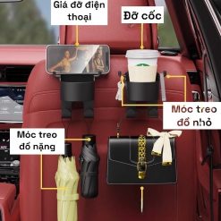 Giá Đỡ Cốc Nước Gắn Sau Ghế Ô Tô Kèm Móc Treo, Cho Không Gian Xe Gọn Gàng