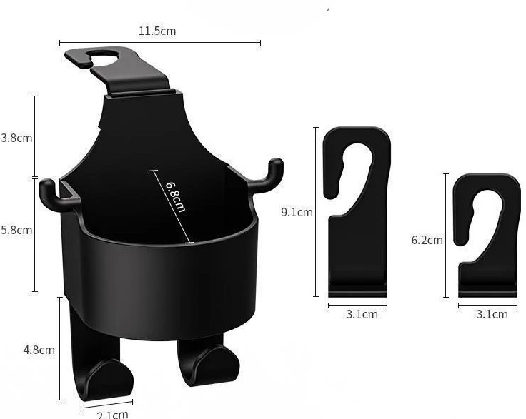 Giá Đỡ Cốc Nước Gắn Sau Ghế Ô Tô Kèm Móc Treo, Cho Không Gian Xe Gọn Gàng