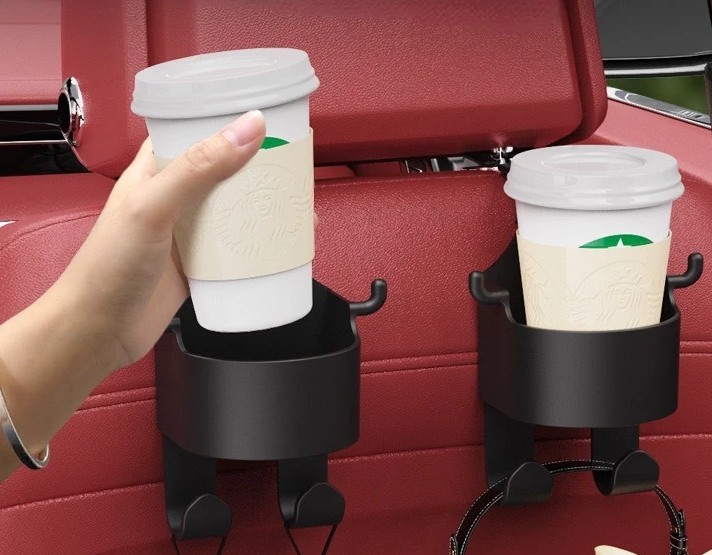 Giá Đỡ Cốc Nước Gắn Sau Ghế Ô Tô Kèm Móc Treo, Cho Không Gian Xe Gọn Gàng