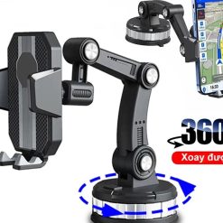 Giá Đỡ Điện Thoại Trên Ô Tô Xoay 360 Độ, Kẹp Hút Chân Không, Gắn Taplo, Kính Lái & Cửa Gió Điều Hòa