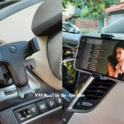 Giá Đỡ Điện Thoại Trên Xe Ô Tô VuaAuto, Kẹp Gắn Khe Cửa Gió Điều Hòa Xoay 360 Độ, Kế Vân Cacbon