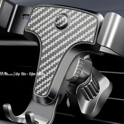 Giá Đỡ Điện Thoại Trên Xe Ô Tô VuaAuto, Kẹp Gắn Khe Cửa Gió Điều Hòa Xoay 360 Độ, Kế Vân Cacbon