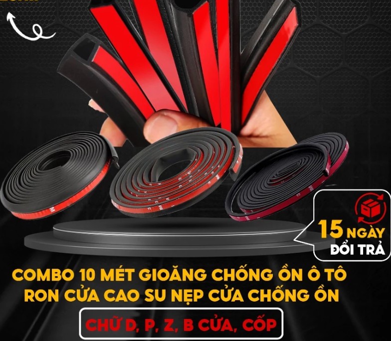 Gioăng Cao Su Chữ B, D, P, Z, T Cho Cột B, Gioăng Dán Cửa Xe Ô Tô Giảm Ồn, Chống Bụi, Chắn Gió