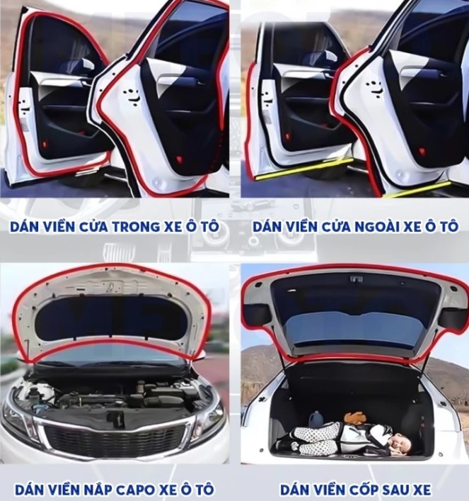 Gioăng Chữ D Dán Cửa Ô Tô Keo 3M, Giảm Ồn, Chống Bụi, Bịt Khe Cửa Hiệu Quả