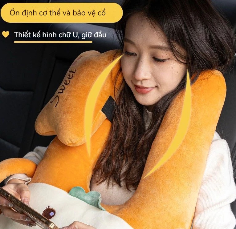 Gối Ôm Xe Ô Tô Trẻ Em Dây Đai An Toàn Gối Ôm Cổ Chống Bóp Gối Người Lớn
