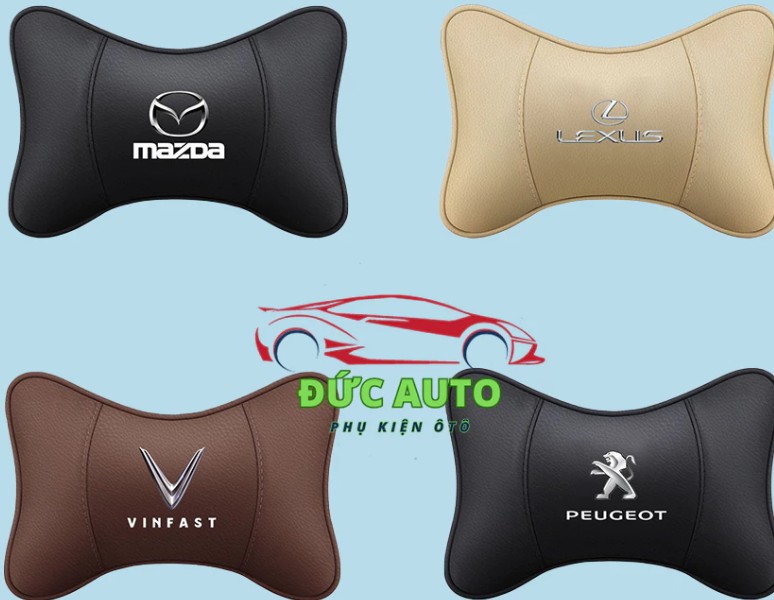 Gối Tựa Đầu Ô Tô Bọc Da Cao Cấp, Gắn Ghế Ngồi Có Logo Theo Hãng Xe