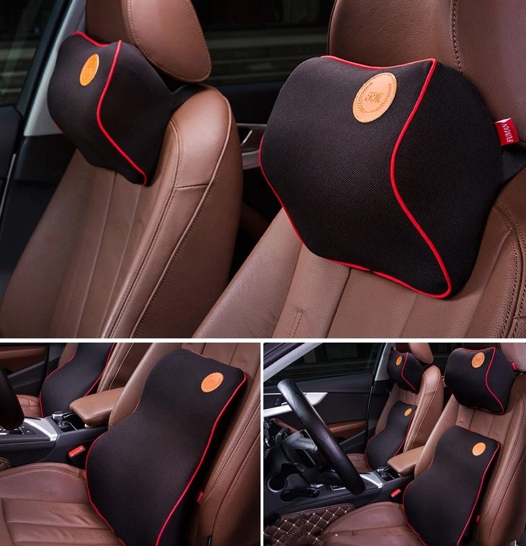 Gối Tựa Đầu Ô Tô Công Thái Học Và Gối Tựa Lưng Cao Su Non Cao Cấp Thương Hiệu Carcare