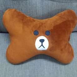 Gối Tựa Đầu Ô Tô Vải Nhung Hình Thú Dễ Thương, Êm Ái, Nâng Đỡ Cổ