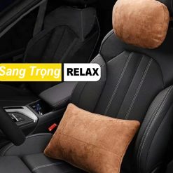 Gối Tựa Đầu–Tựa Cổ–Tựa Lưng Ô Tô Vải Da Lộn Cao Cấp Phong Cách Mercedes, Giảm Đau Mỏi Khi Lái Xe