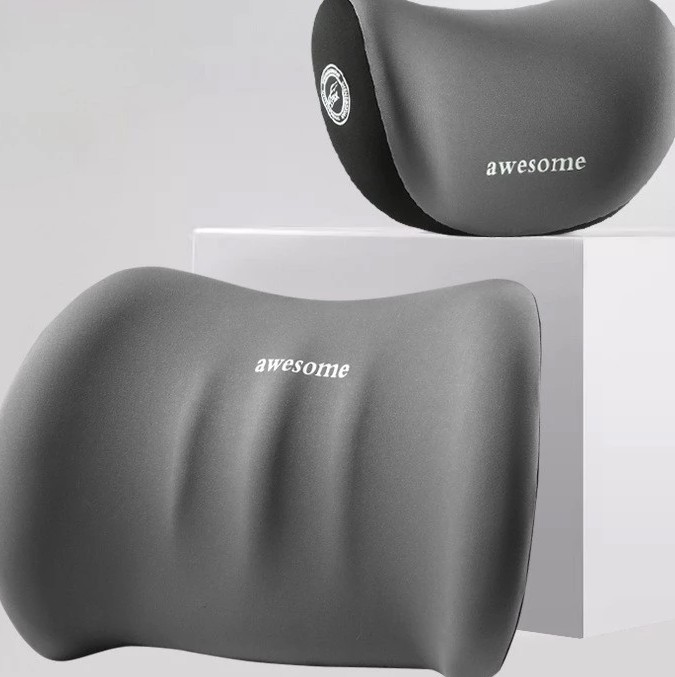 Gối Tựa Đầu & Tựa Lưng Cao Su Non Công Thái Học Awesome, Nâng Đỡ Chuẩn Tư Thế, Êm Ái Khi Lái Xe