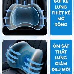 Gối Tựa Đầu & Tựa Lưng Ô Tô CECILA Cao Su Non Giảm Đau Cổ Vai Gáy, Thắt Lưng Khi Lái Xe