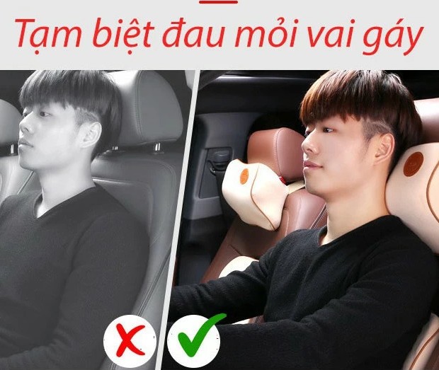 Gối Tựa Đầu Và Kê Tựa Lưng Ghế Ô Tô Bằng Cao Su Non, Chống Đau Mỏi Khi Lái Xe & Làm Việc Văn Phòng