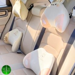 Gối Tựa Đầu Và Lưng Cao Su Non Lucky Bear Hoạt Hình Dễ Thương Cho Xe Hơi
