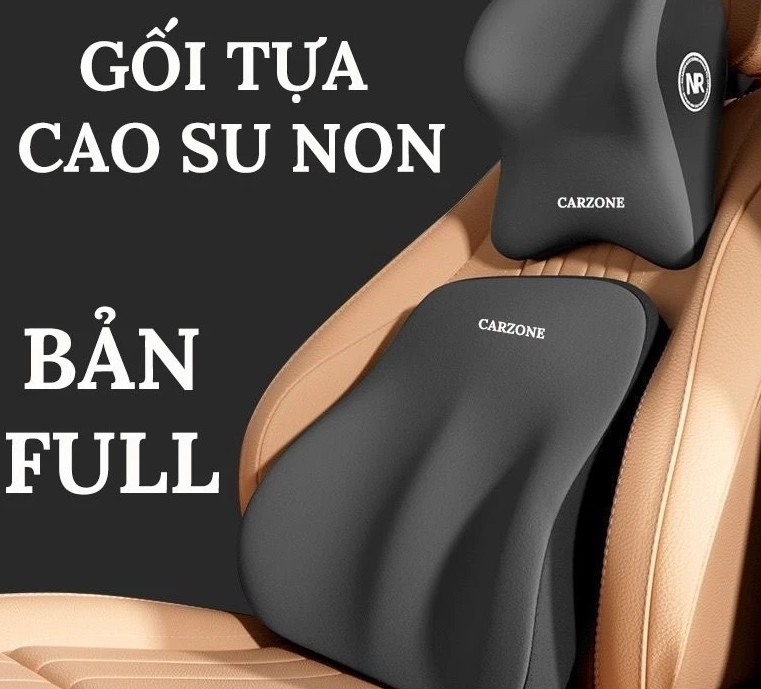Gối Tựa Đầu Và Lưng Xe Ô Tô CARZONE Cao Su Non Cao Cấp, Êm Ái Giảm Đau Mỏi Khi Lái Xe
