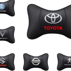 Gối Tựa Đầu Xe Ô Tô Cao Cấp Da PU Thoáng Khí Thiết Kế Sang Trọng In Logo Hãng Xe