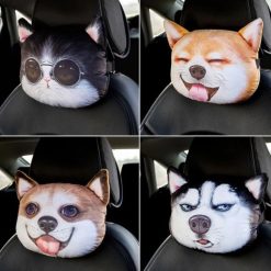 Gối Xe Ô Tô Tựa Đầu Trang Trí Hình Thú Cưng 3D Phụ Kiện Dễ Thương Kết Hợp Đệm Đai Dây An Toàn