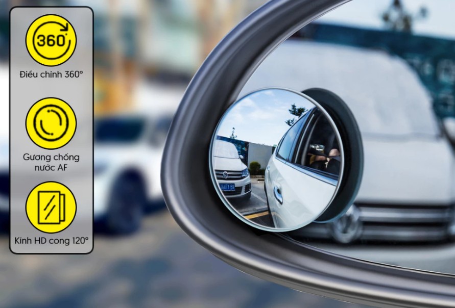 Gương Cầu Lồi Baseus (Bộ 2 Cái) Mở Rộng Góc Nhìn, Xóa Điểm Mù, Phủ Nano Chống Nước