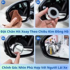 Gương Cầu Lồi Ô Tô Xoay 360 Độ Keo 3M, Mở Rộng Tầm Nhìn, Xóa Điểm Mù Xe Hiệu Quả
