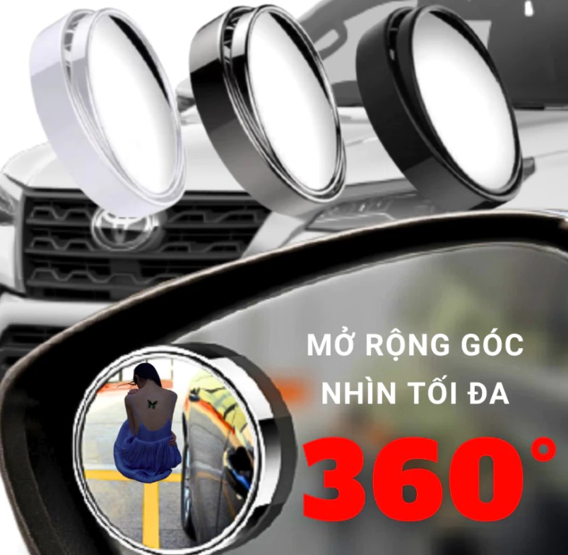 Gương Cầu Xóa Điểm Mù Ô Tô Xoay 360°, Tăng Góc Nhìn, Hạn Chế Điểm Mù, Lái Xe An Toàn