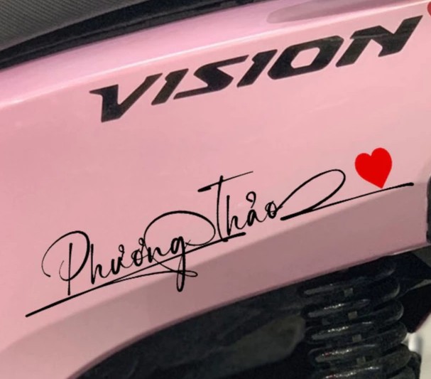 In Tên Dán Xe Theo Yêu Cầu, Tem Xe Theo Tên, Decal Chữ Ký Cá Nhân Hóa Thiết Kế Riêng