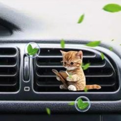 Kẹp Lỗ Thông Xe Hơi Mèo 3D Acrylic Khử Mùi & Trang Trí Nội Thất