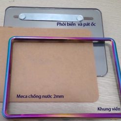 Khung Biển Số Xe Máy & Xe Điện, Viền Trơn, Chấm Bi, Chống Nước, Đi Kèm Ốc Cố Định