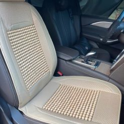 Lót Ghế Ô Tô Hạt Gỗ Chống Nóng, Massage Lưng Thư Giãn, Chất Liệu Hạt Gỗ Thật Kết Hợp Da PU