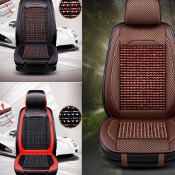 Lót Ghế Ô Tô Hạt Gỗ Chống Nóng, Massage Lưng Thư Giãn, Chất Liệu Hạt Gỗ Thật Kết Hợp Da PU