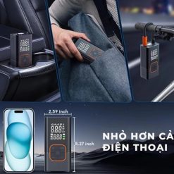Máy Bơm Khí Không Dây Cầm Tay Wisenzen Màn Hình Số | Bơm Lốp Xe , Sạc Dự Phòng & Đèn SOS