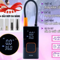 Máy Bơm Khí Không Dây Cầm Tay Wisenzen Màn Hình Số | Bơm Lốp Xe , Sạc Dự Phòng & Đèn SOS