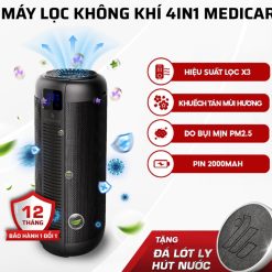 Máy Lọc Không Khí & Khử Mùi Xe Ô Tô MEDICAR, Lọc Bụi Mịn PM2.5, Diệt Khuẩn, Ion Âm, Khuếch Tán Tinh Dầu