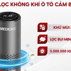 Máy Lọc Khử Mùi Xe Ô Tô MEDICAR Lọc Bụi Mịn PM2.5, Tạo Ion Âm Diệt Khuẩn, Khử Mùi Hiệu Quả, Giảm Say Xe
