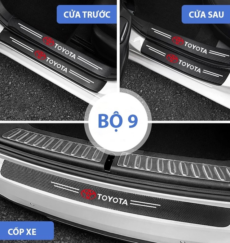 Miếng Dán Carbon Chống Trầy Xước Bảo Vệ Bậc Cửa, Cốp Xe Ô Tô (Mazda, Hyundai, Toyota, Kia, Ford, Mitsubishi…)