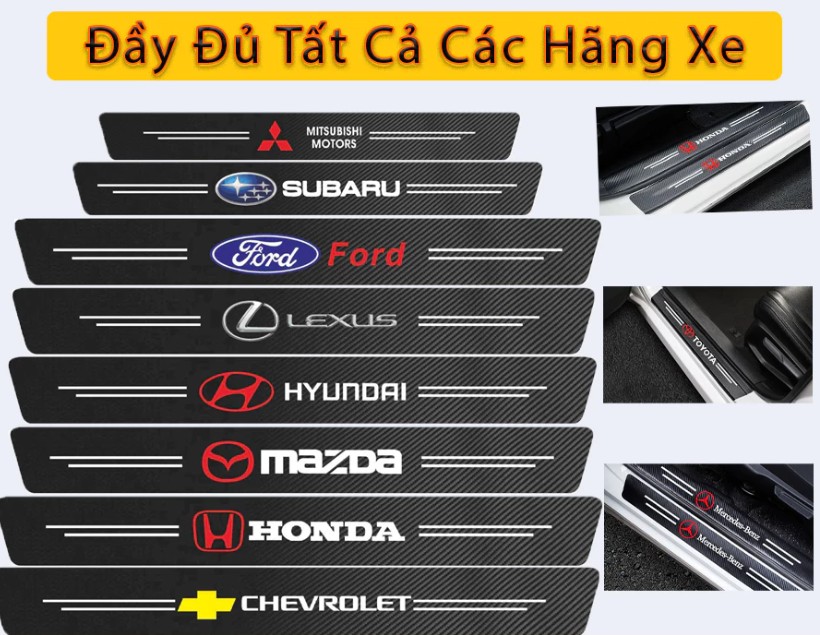 Miếng Dán Carbon Chống Trầy Xước Bảo Vệ Bậc Cửa, Cốp Xe Ô Tô (Mazda, Hyundai, Toyota, Kia, Ford, Mitsubishi…)