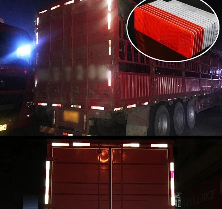 Miếng Dán Phản Quang Cảnh Báo An Toàn Hình Chữ Nhật Đỏ Trắng, Cho Xe Tải / Xe Moóc / Xe Công Trình