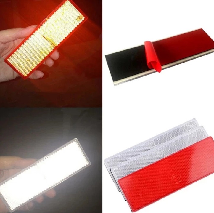 Miếng Dán Phản Quang Cảnh Báo An Toàn Hình Chữ Nhật Đỏ Trắng, Cho Xe Tải / Xe Moóc / Xe Công Trình