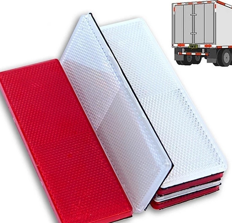 Miếng Dán Phản Quang Cảnh Báo An Toàn Hình Chữ Nhật Đỏ Trắng, Cho Xe Tải / Xe Moóc / Xe Công Trình