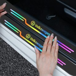 Miếng Dán Phản Quang Laser Bảo Vệ Ngưỡng Cửa Ô Tô, Decal Viền Chống Trầy Xước, Trang Trí Sáng Bóng