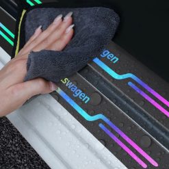 Miếng Dán Phản Quang Laser Bảo Vệ Ngưỡng Cửa Ô Tô, Decal Viền Chống Trầy Xước, Trang Trí Sáng Bóng